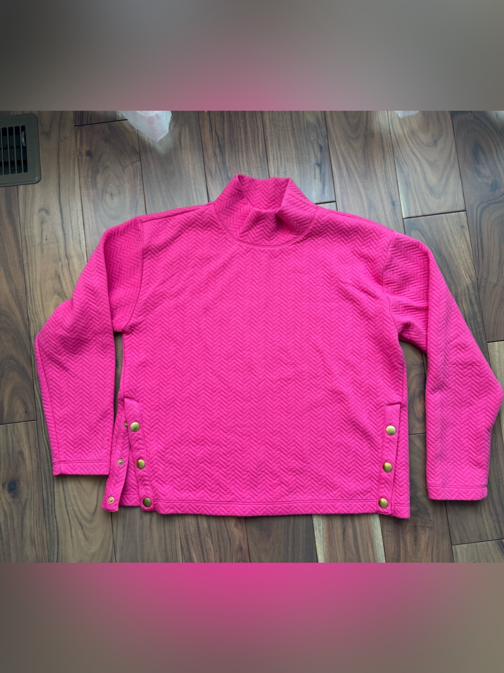 J. Crew Hot Pink Herringbone Turtleneck Sweater